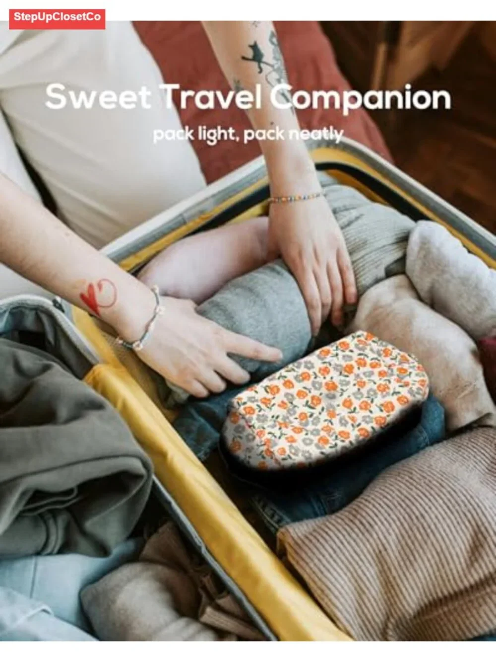 Floral Quilted Cotton Makeup Bag Travel Toiletry Organizer Pouch
